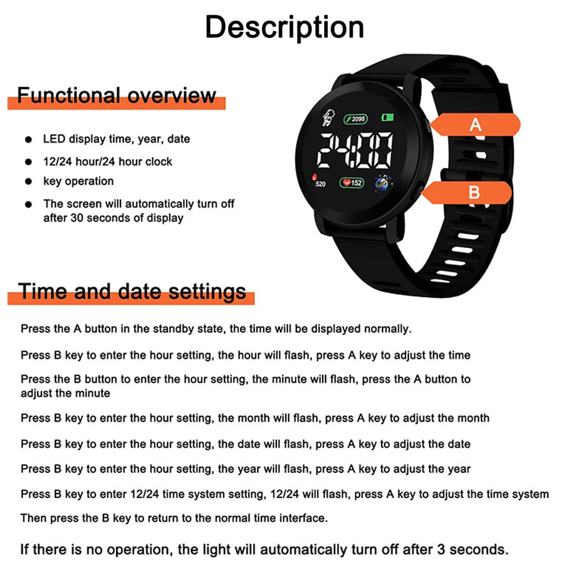 Smartwatch digital c/LED para esportes e dia a dia